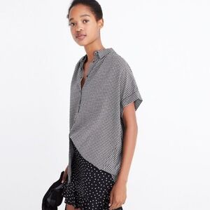 Madewell Central Shirt Black White Haden Plaid Oversized Relaxed Fit XS